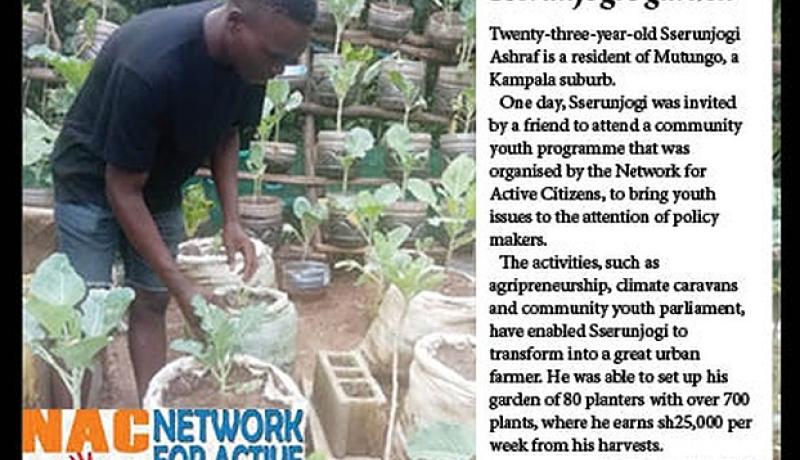 Picture: Sserunjogi in his urban garden