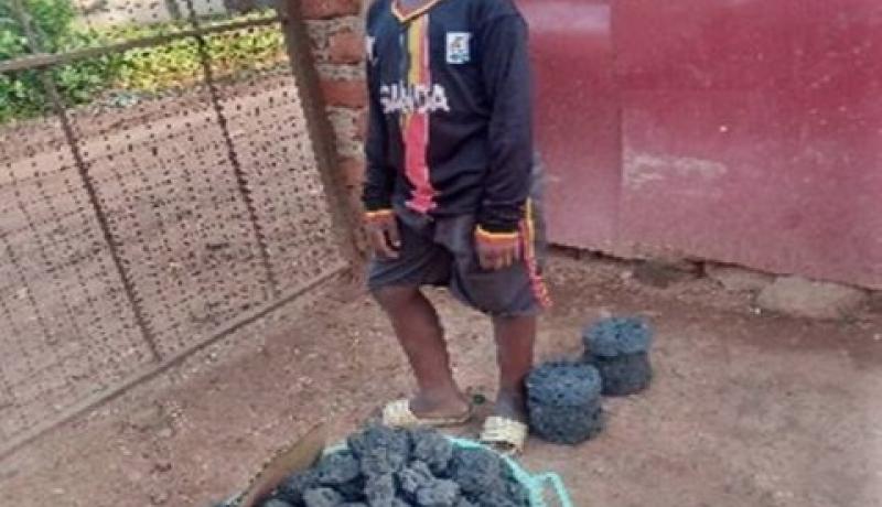 Keleti with the briquettes he made